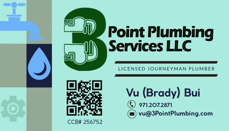 Dark Blue Illustrated Plumbing Business Card 768x439